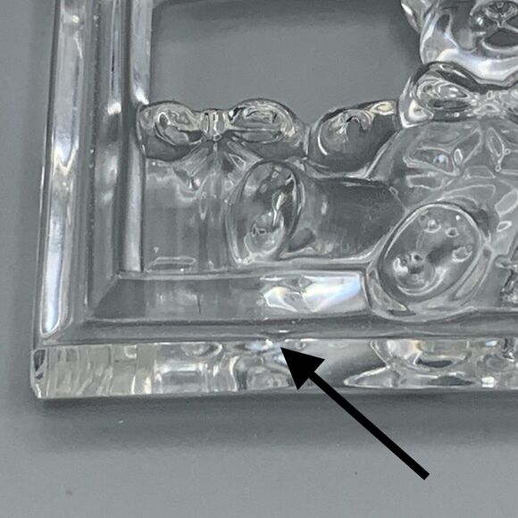 Vtg Gorham Crystal Teddy Bear Christmas Tree Ornament Red Ribbon Germany C1316 - Picture 6 of 8